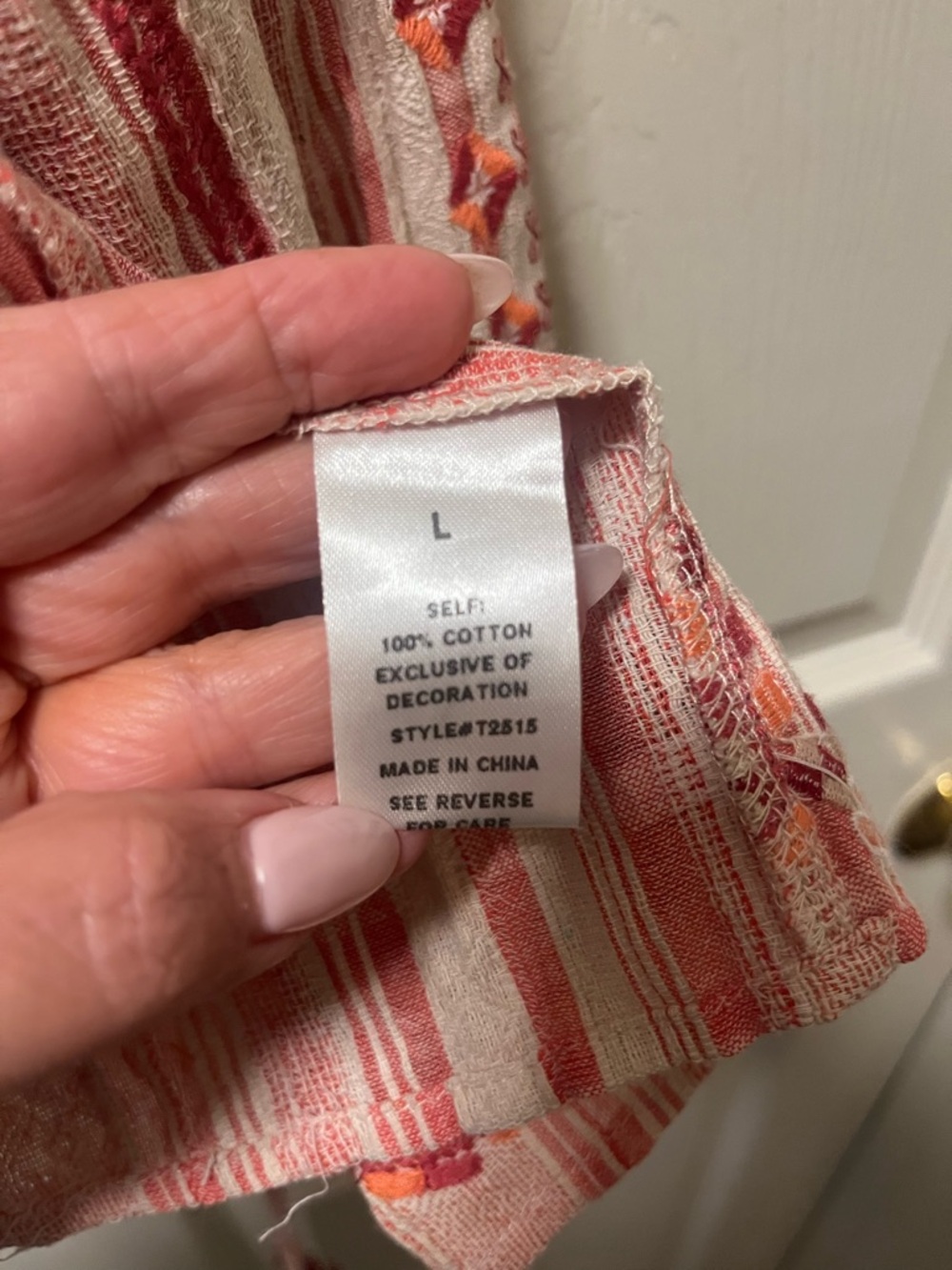 Sea and Be Seen Pink Striped Embroidered Women’s Lightweight Tunic Size Large - Picture 12 of 13